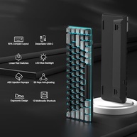 MageGee Teclado portátil 60% mecânico para jogos, MK-Box LED retroiluminado compacto de 68 teclas, mini teclado de escritório com fio com interruptor vermelho para Windows, laptop, PC, Mac - - imagem 3