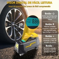 Compressor de Ar Portátil 12V AC/DC Duplo Pistão: Inflador Inteligente para Carro, Moto e Casa - imagem 4
