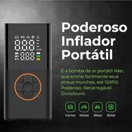 Bomba de Ar Portátil Digital 130 PSI: Compressor 4000mAh com USB-C, Lanterna LED e Powerbank - imagem 3