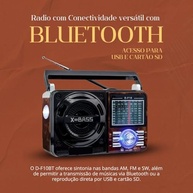 Rádio Portátil 1088 Bluetooth Bivolt: Som em Qualquer Lugar com USB, SD, Aux e Pilhas! - imagem 3
