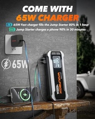 WOLFBOX 4000A: Booster de Bateria Portátil 12V com Carregador Rápido 65W e Tela LED - imagem 4