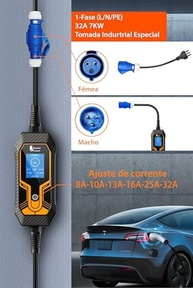 Carregador Portátil EV Feyree 3.5KW-7KW Tipo 2 5M - Carregamento Rápido e Seguro para Carros Elétricos e Híbridos no Brasil - imagem 4