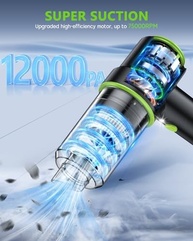 Aspirador Portátil CODN 12000PA: Sem Fio, 2 em 1 (Aspirador e Soprador) com Luz LED e Carregamento Tipo C - imagem 3