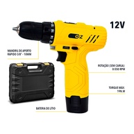 Furadeira Parafusadeira 12V: Kit Completo e Portátil - imagem 2