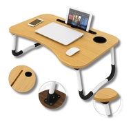 Mesa Dobrável Portátil para Notebook com Suporte Celular e Porta-Copos – Ideal para Sofá, Cama e Escritório (Marrom) - imagem 1