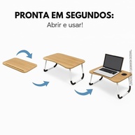 Mesa Dobrável Portátil para Notebook com Suporte Celular e Porta-Copos – Ideal para Sofá, Cama e Escritório (Marrom) - imagem 5