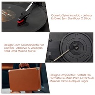 Vitrola Bluetooth Portátil Retro Radiola Vinil com USB e Alto-falante Integrado - imagem 3