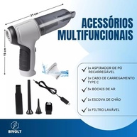Aspirador e Soprador Portátil 2 em 1 Sem Fio: Limpeza Rápida e Eficiente para Carro e Casa - imagem 4