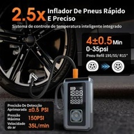 Compressor de Ar Portátil 2 em 1: Enche Pneu, Carrega Bateria e Ilumina | Essencial para Carro e Moto - imagem 4