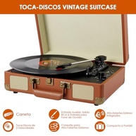 Vitrola Bluetooth Portátil Retro Radiola Vinil com USB e Alto-falante Integrado - imagem 4