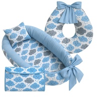 Kit Baby Premium com Almofada de Amamentação, Ninho Redutor e Trocador Portátil Estampado Nuvens Azul - imagem 1