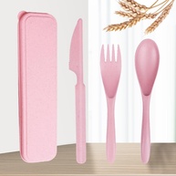 Conjunto de Talheres Reutilizáveis Rosa com Estojo Portátil | Eco-Friendly para Viagens e Piqueniques - imagem 1