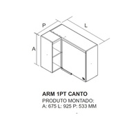 Armário Aéreo Canto Cozinha Itatiaia New Porto - imagem 2