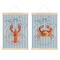 Pôster Decorativo de Caranguejo Lagosta com Laço Azul - Estilo Costeiro para Decoração de Parede - imagem 2