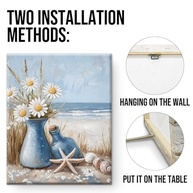 Pôster em Tela Decorativo Azul Oceano 20x25cm - Arte Marítima com Flores para Banheiro e Sala - imagem 4