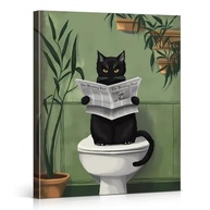 Arte de Parede Engraçada - Gato Lendo Jornal no Vaso | Pôster 20x25cm para Decoração de Banheiro - imagem 2
