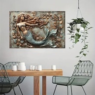 Pôster Mermaid Among Seaflora - Arte de Parede em Tela Rústica Vintage 30x45cm | Decoração Moderna para Casa e Escritório - imagem 5