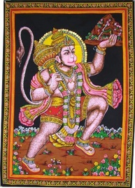 Tapeçaria de Algodão Hanuman - Pôster Decorativo 101x76cm para Parede e Yoga - imagem 1