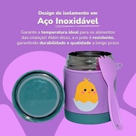 Pote Térmico Infantil 320ml Aço Inox com Garfo Bamboo - Seguro, Atóxico e Versátil - imagem 4