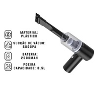 Mini Aspirador Portátil Premium 120W: Potência 6000PA, Sopra e Aspira, USB Recarregável, Filtro HEPA Lavável - Ideal para Carro, Teclado e Casa - imagem 5