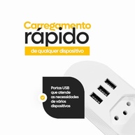 Régua de Extensão Elétrica 4 Tomadas + 3 USB: Potencialize seu Espaço com Segurança e Conectividade! - imagem 3