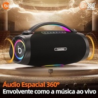 Caixa de Som Bluetooth Basike Boombox V97 Pro 200W: Som Potente, Luz RGB e Powerbank - imagem 3