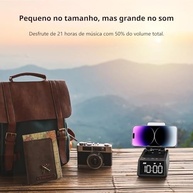 Caixinha de Som Bluetooth 3 em 1 GRASEP: Som Potente, Relógio Alarme e Suporte Celular - imagem 5