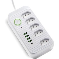 Filtro de Linha Potente: 5 Tomadas, 4 USB, 1 USB-C e Cabo de 2m - Energia e Segurança para Seus Dispositivos - imagem 2