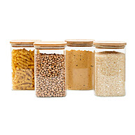 Potes de Vidro 1,1L com Tampa de Bambu: Organize com Estilo! - imagem 1