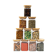 Potes de Vidro 200ml: Kit 10 com Tampa Bambu - imagem 1