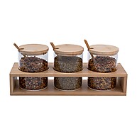 Potes de Vidro 300ml: Kit Completo com Bambu - imagem 1