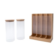 Potes de Vidro com Bambu 800ml + Porta Cápsulas Oikos - imagem 1