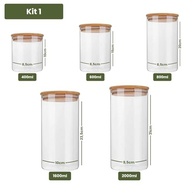 Potes Herméticos de Vidro com Tampa de Bambu - Kit 5 Unidades para Armazenamento Elegante e Sustentável - imagem 4