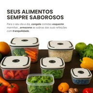 Kit 5 Potes Herméticos Premium Quadrados para Geladeira - Sem BPA, com Vedação Total para Frutas, Legumes e Refeições - imagem 5