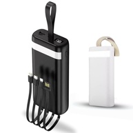 Power Bank 20000mAh Turbo 3.1A: Carregador Portátil com 4 Cabos Integrados, LED e Lanterna - Premium Preto - imagem 1