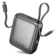 Carregador Portátil Basike 10000mAh: Mini Power Bank 22.5W com Cabos Integrados para iPhone, Samsung e Mais (Cinza) - imagem 2