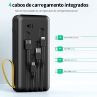 Power Bank Solar 20000mAh com Lanterna e 4 Cabos Integrados: Energia Portátil para suas Aventuras! - imagem 3