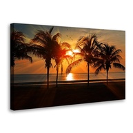 Quadro Decorativo Pôr do Sol na Praia - Tela Canva 90x60cm | Decoração Moderna para Sala e Escritório - imagem 1