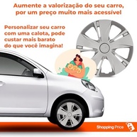 Kit 4 Calotas Aro 14 March 2015-2018 Prata Grid - Design Moderno e Fixação Segura - imagem 5