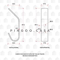 Gancho Duplo Toalha Pingoo Itiquira - Prata - imagem 2