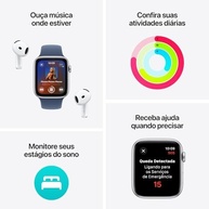 Apple Watch SE GPS 44mm: Conectividade, Saúde e Estilo | Caixa Prateada e Pulseira Nuvem Azul - imagem 4