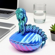 Estatueta de Sereia em 3D - Escultura Decorativa de Concha para Mesa e Prateleira - imagem 2
