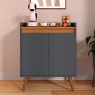 Armário Aparador Cantinho Do Café 2 Portas com Prateleira – Cinza/Freijó | Design Moderno e Funcional - imagem 3