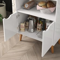 Aparador Buffet Cantinho Do Café Retrô Grécia 2 Portas com Prateleiras e Nicho - Branco - imagem 4