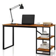 Mesa Home Office com Prateleiras de Metal E&A – Design Industrial Moderno em Preto e Canela - imagem 4