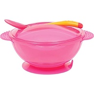 Kit Prato Bowl com Tampa e Colher Buba Toys Rosa - Refeições Práticas e Seguras para Bebês - imagem 2