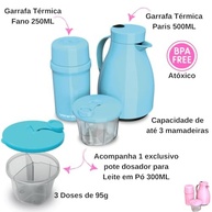 Kit Unibaby Rosa - 2 Garrafas Térmicas + Porta Leite em Pó | Conforto e Praticidade para o Passeio - imagem 5
