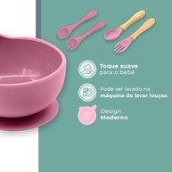 Tigela e Talheres de Silicone Life para Bebês - Rosa | Segurança, Conforto e Praticidade nas Refeições - imagem 5