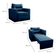 Sofá-Cama Solteiro Azul: Conforto e Praticidade! - imagem 2