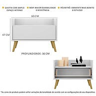 Gabinete Banheiro 60cm Retrô Branco/Natural – Elegância e Praticidade - imagem 2